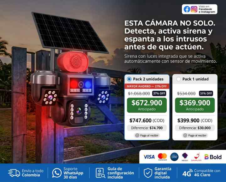 CÁMARA SOLAR 3 LENTES - SIM CARD - B