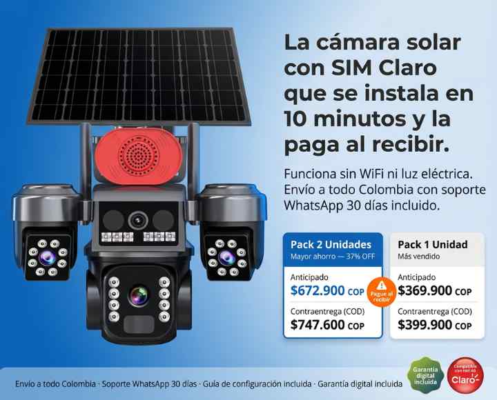 CÁMARA SOLAR 3 LENTES - SIM CARD - R