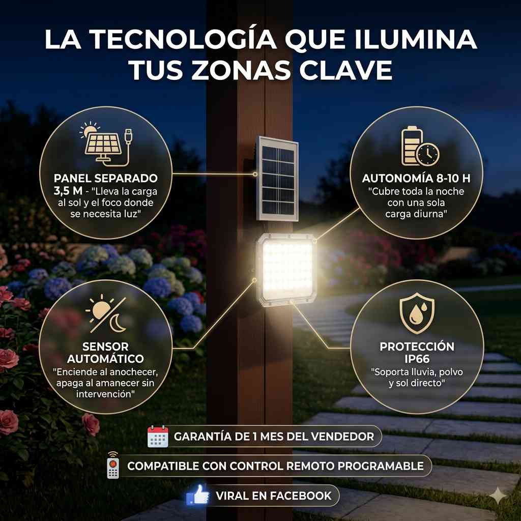 ILUMINA TU EXTERIOR GRATIS Y SIN CABLES — REFLECTOR SOLAR JORTAN™ 500W
