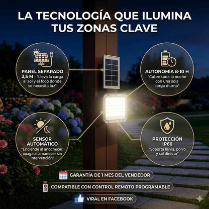 ILUMINA TU EXTERIOR GRATIS Y SIN CABLES — REFLECTOR SOLAR JORTAN™ 500W