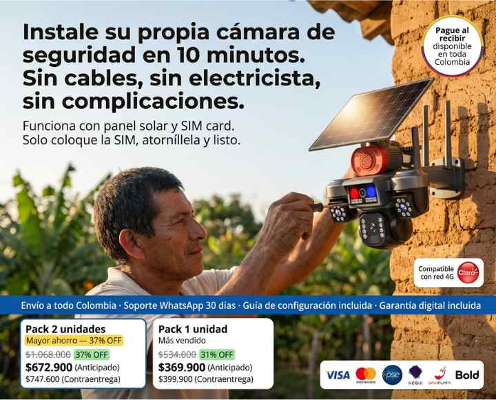 CÁMARA SOLAR 3 LENTES - SIM CARD - C