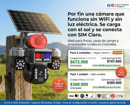 CÁMARA SOLAR 3 LENTES - SIM CARD - A