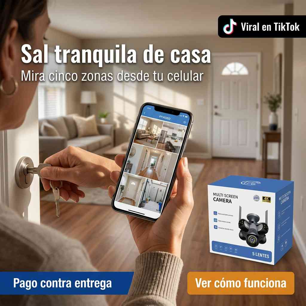 VIGILA 5 ZONAS A LA VEZ — CÁMARA SEGURIDAD 5 LENTES 4K - WIFI™