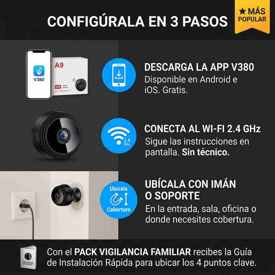 VE TU ESPACIO DESDE EL CELULAR — MINI CÁMARA A9™