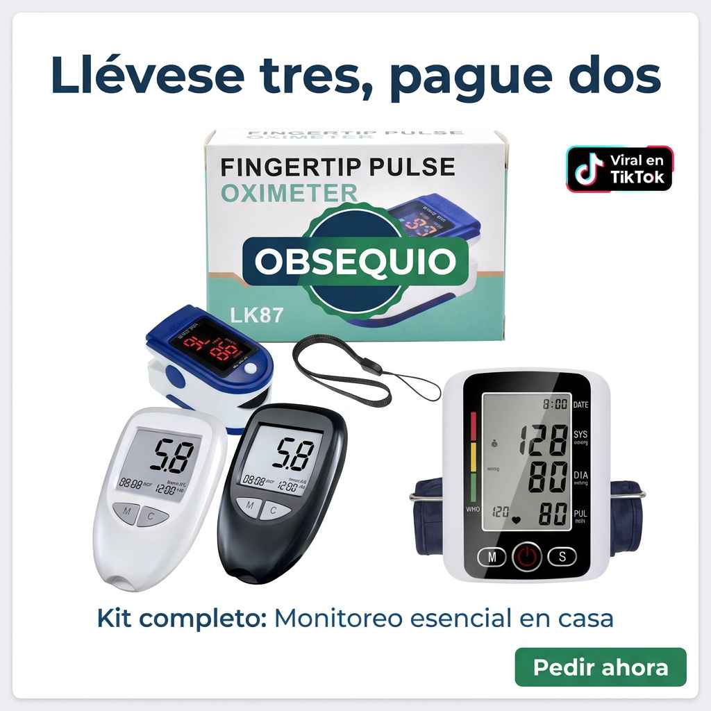 MIDE TUS 3 INDICADORES DESDE CASA — COMBO TENSIOMETRO + GLUCOMETRO + OBSEQUIO OXIMETRO™