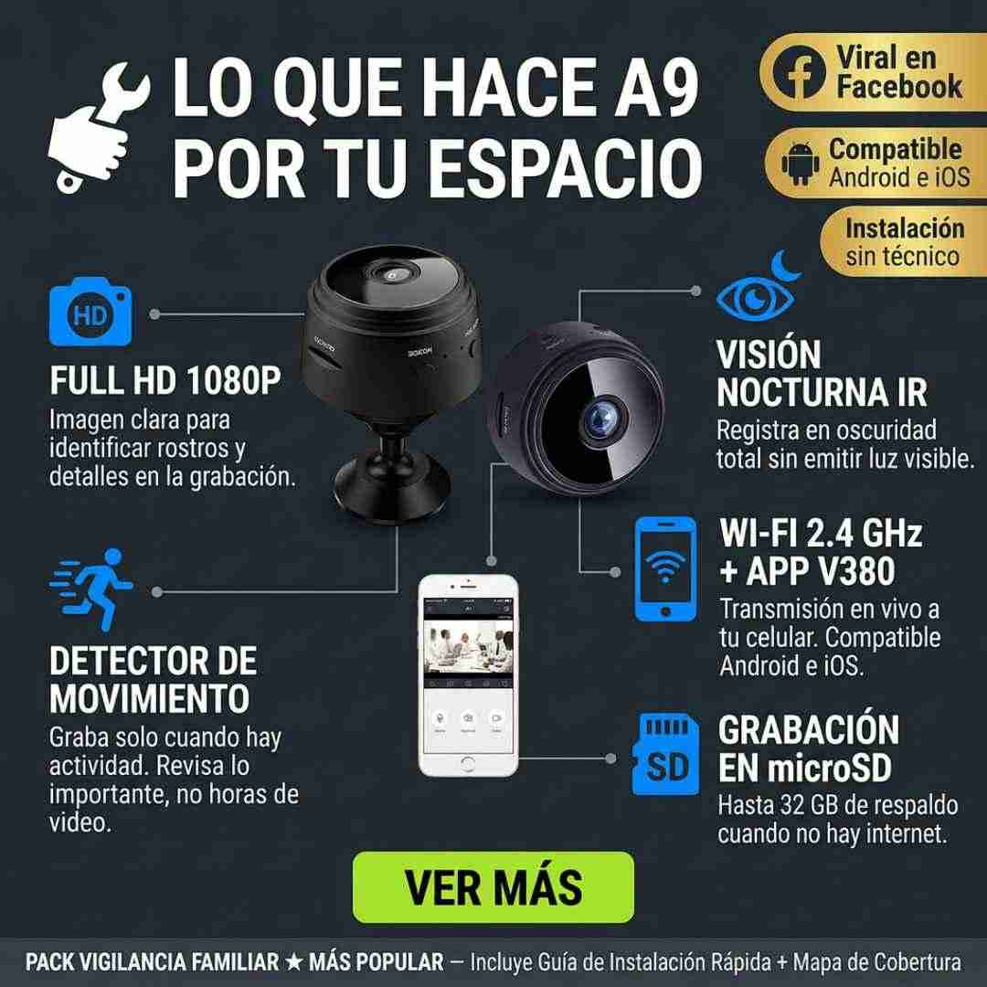 VE TU ESPACIO DESDE EL CELULAR — MINI CÁMARA A9™