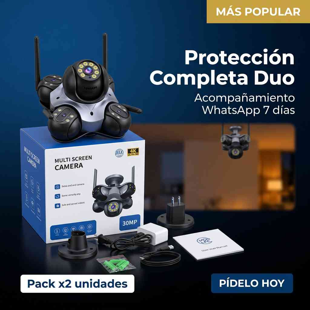 VIGILA 5 ZONAS A LA VEZ — CÁMARA SEGURIDAD 5 LENTES 4K - WIFI™